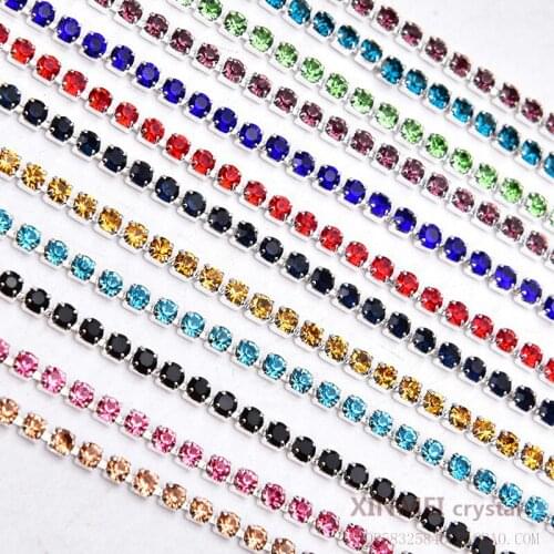 1m/lot Glitter Crystal Rhinestones Chain Flatback Silver Claw Rhinestone Trim Crystal For DIY Handcraft Sewing Trim Appliques