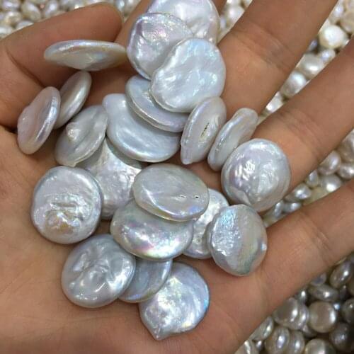 Buttons Shape 1PC New Natural Freshwater Pearl Simplicity for Making DIY Jewelry Necklace Accessories Size 16-18mm