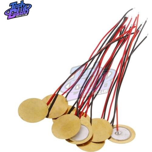 100pcs/lot 15mm Piezo Elements buzzer Sounder Sensor Trigger Drum Disc With Wire Copper Piezo buzzers For Arduino Loudspeaker