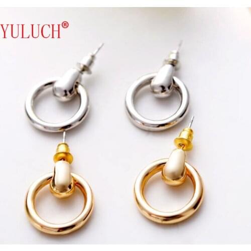 2018 Minimalist Fashion Jewelry Accessories Geometric Circle Zinc Alloy Stud Earrings for Sweet Woman Party Gifts