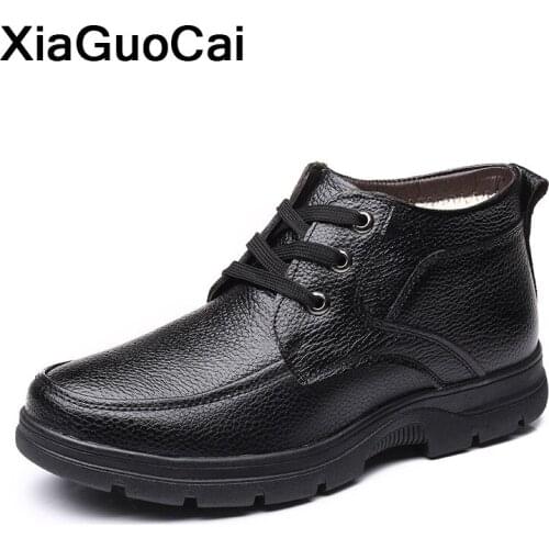 2021 Winter Men Ankle Boots High Top Man Casual Shoes Lace Up Male Plush Boots With Fur Warm Mans Footwear High Quality Botas