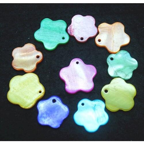 50pcs shell pendants blossom shape for women bracelets making accessories size 18mm multi colors mix free shipping hot selling