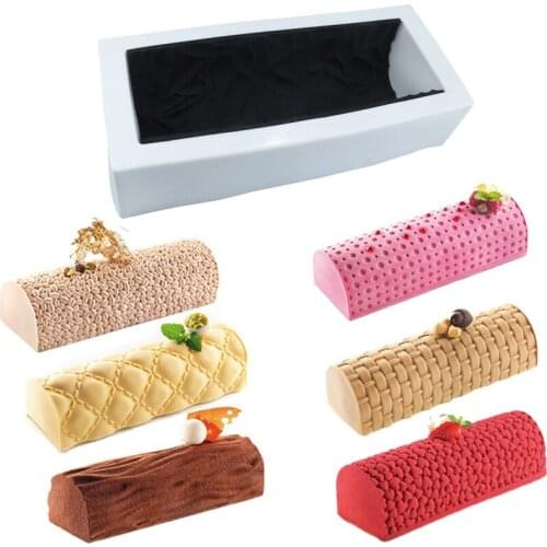 6Pcs Cake Molds Texture Baking Pad Wood Heart Flowers Shape Embossing Silicone Baker Mousse Mat Dessert Bakeware Set Kitchen