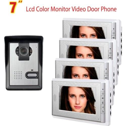 7" Monitor Video Door Phone Intercom Doorbell Video Doorphone system Wired Home Intercom System visual Intercom 4 Monitor