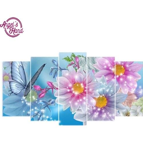 5d diy diamond embroidery butterfly&flower 5PCS diamond painting Cross Stitch full square drill Rhinestone Multi-picture gift