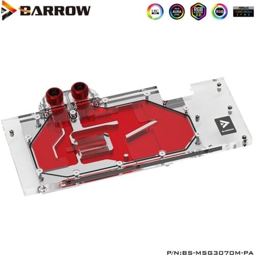Barrow GPU Water Block For MSI RTX 3070 GAMING/SUPRIM X TRIO ,5V Light,Support Mount Original Back Plate ,BS-MSG3070M-PA