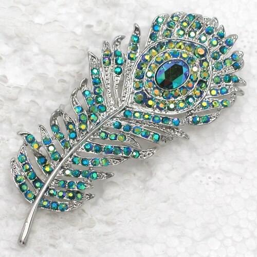 12pcs/lot Wholesale Fashion brooch Rhinestone Peacock Feather Pin brooches Mens Woman Accessories C101384