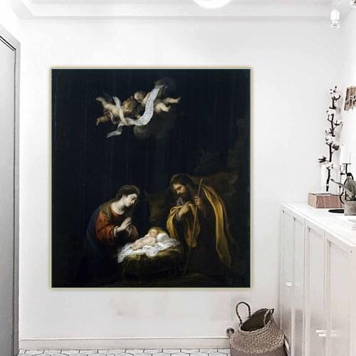 Citon Murillo《The Nativity》Canvas Art Oil Painting Artwork Poster Picture Wall Background Decorations Home Living Room Decor