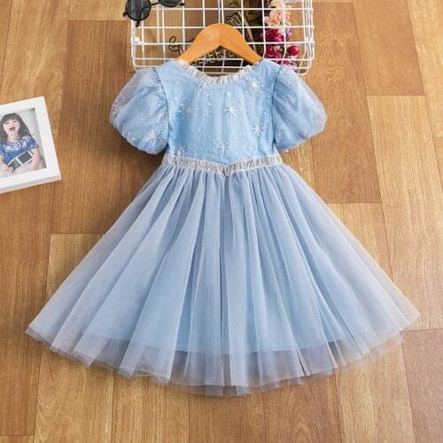 Elegant Princess Girls Summer Dresses Puff Sleeve Lace applique Ball Gown Clothing Birthday Party Wear Wedding party Dresses