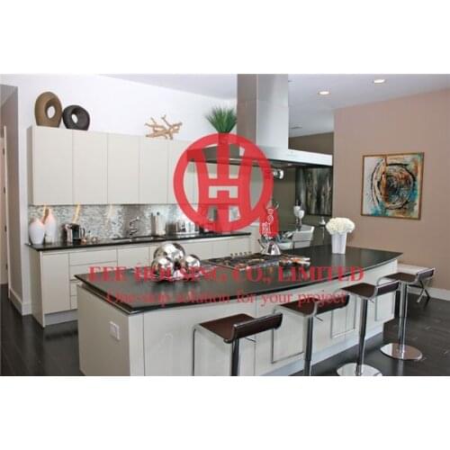 Customized modern lacquer kitchen cabinet with excellent design and quality MOQ is 1 set & sipping by sea