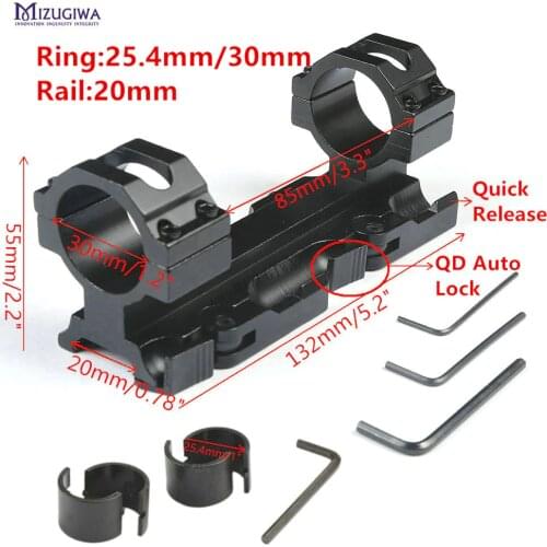AR15 M4 Scope Mount 30mm 1" Ring Quick Release Cantilever Heavy Duty Rifle Scope Mount 20mm Picatinny Rail Weaver QD Auto Lock