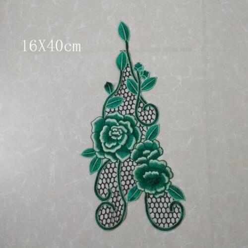 1 Piece 40*16cm Green Purple Floral Applique Embroidery DIY Lace Fabric Neckline Collar Sewing Applique Supplies Scrapbooking