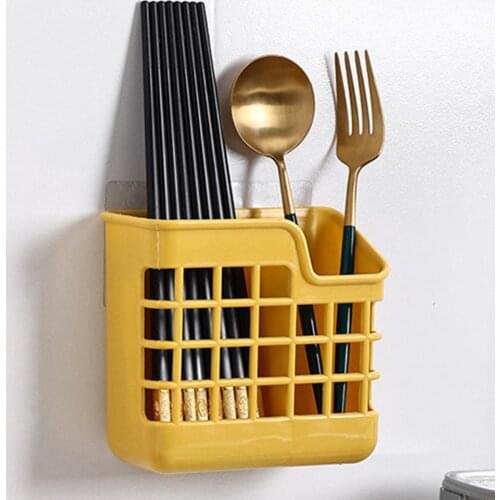 Chopsticks Spoon Holder Wall Mounted Moisture-proof Plastic Cutlery Drying Drainer Storage Rack for Home