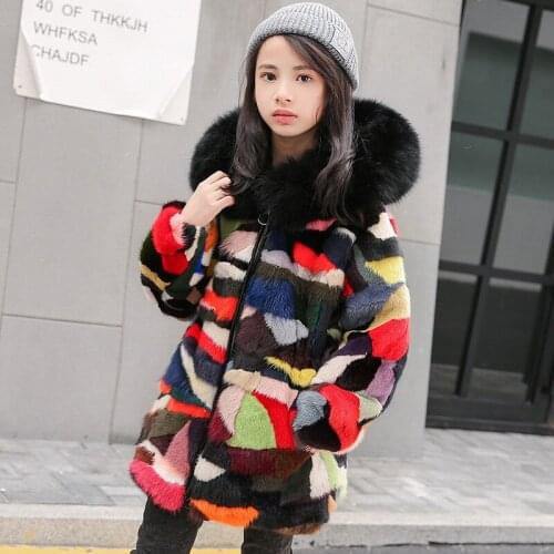 2021 Winter New Childrens Mink Baseball Cap Foreign Style Baseball Shirt Zipper Hit Color Boys And Girls The Same Style