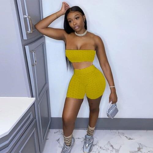 Solid Fitness Tracksuit Loungewear Sets Off The Shoulder Crop Top Bodycon Biker Short Two Piece Sweatsuit Summer Matching Suits