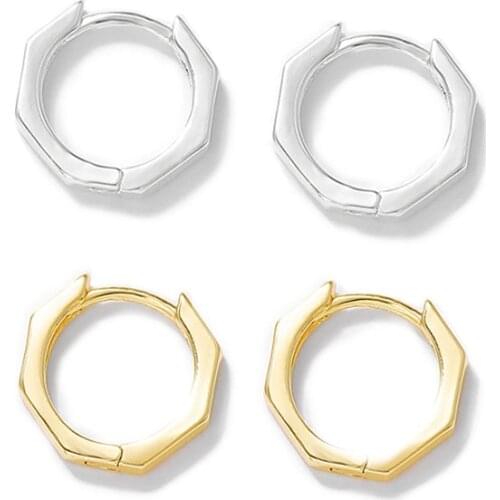 Factory wholesale Gold and Silver Color Brass Hexagons Ear Buckle Earring Jewelry Making Supplies Diy Accessories