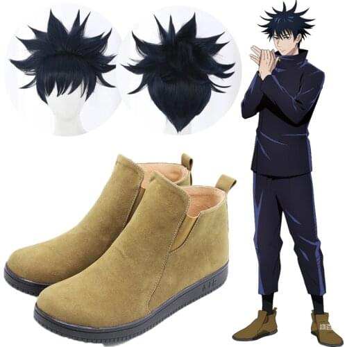 Jujutsu Kaisen cosplay Fushiguro Megumi Cosplay Wigs shoes Short Heat Resistant Synthetic Hair Halloween Carnival Party Boots