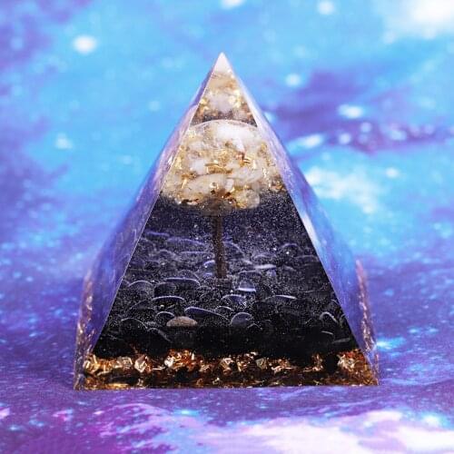 Tree Of Life Orgone Pyramid Obsidian Crystal Stone Energy Generator Blanacing Chakra For Yoga Reiki Meditaion