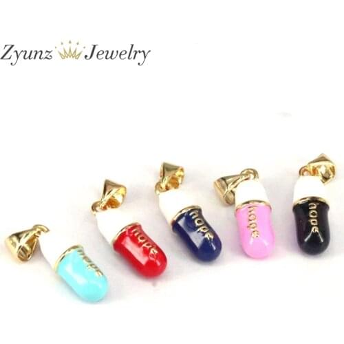 10PCS, Colorful Enamel Capsule Shape Pendant Charm, Happy/Kiss/Peace/Hope Word Pink Blue Black Cobalt Red Enamel Jewelry