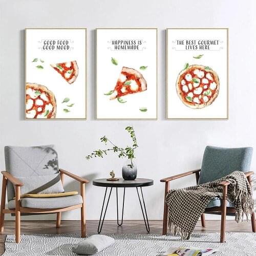 Watercolor Italian Pizza Poster Good Food Canvas Prints Pictures Modern Restaurant Wall Art Painting Kitchen Home Decor Gifts
