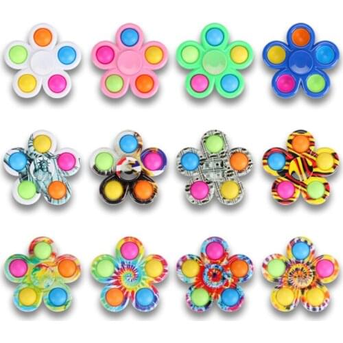 Push Bubble Fidget Spinner Rainbow Gradient Sensory Simple Dimple Hand Spinner Stress Relief Fidget Toys for Children Adult Gift