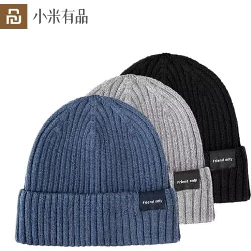 Youpin FO Mens Women Caps Warm Fleece Knitted Hat Outdoor Sports Windproof Casual Letter Solid Slouchy Beanie Hat Caps