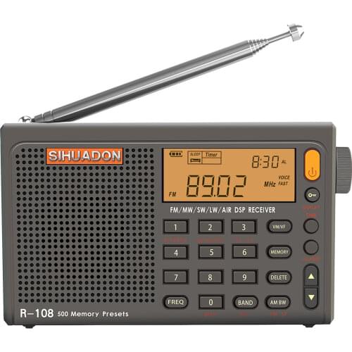 Radiwow Sihuadon R-108 Digital Portable Radio Stereo FM LW SW MW AIR DSP With LCD Sound Alarm Function For Indoor Outdoor