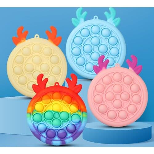 Silicone Push Bubble Sensory Fingertip Toys Rainbow Elk Coin Purse Anti-Stress Stress Reliever Squeeze Toys Adults Kids Handbag
