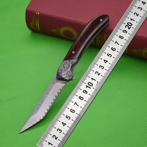 New Damascus Folding Tactical Knife Hunting Self-Defense Knife High Hardness CSGO Outdoor Knife Multi EDC Fishing Camp Tool