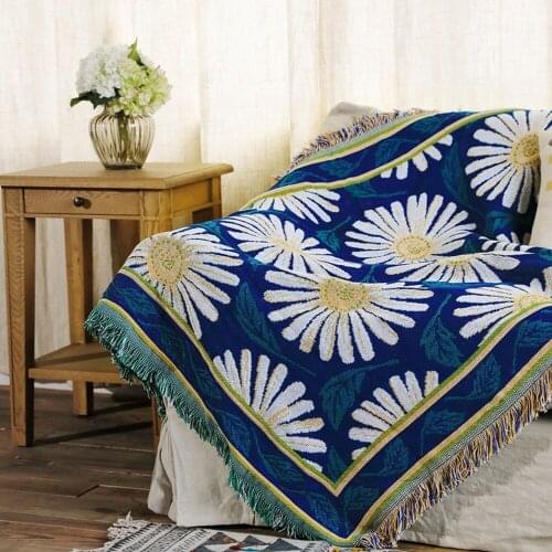 Chrysanthemum Vintage Thick cotton blanket carpet thick rural style Double-sided bed cover sofa towel mat Felts wall Tapestry