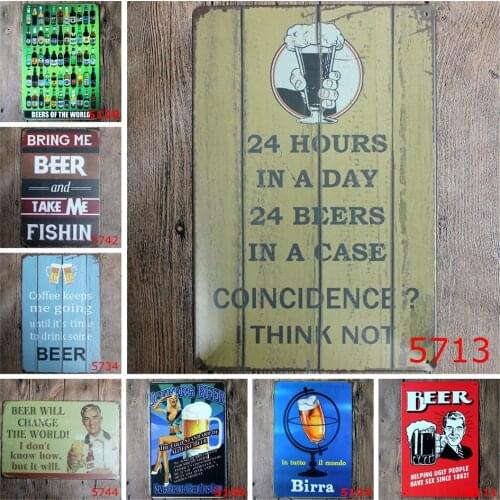 Vintage Metal Tin Sign of 24 Hours In A Day 24 Beers In A Case Coincidence I Think Not for Tiki Bar Personalized Decor Poster