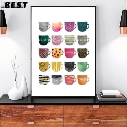 Você só viva várias cores xícaras tela pinturas modernas arte de parede nórdica impressões para cozinha sala de jantar casa deco