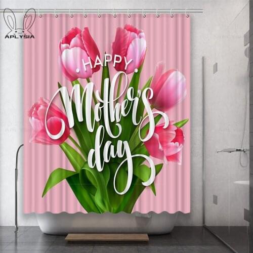 Butterfly and Flower Warm Colors Tulips Polyester Fabric Shower Curtain for Bathroom