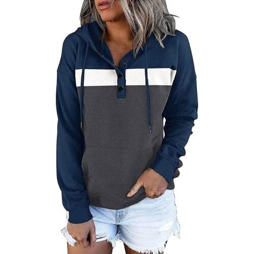 Womens Hoodie Sweatshirt Casual Pullover Tunic Top Long Sleeve Sweatshirts Oversized Patchwork Hoodies Loose Hooded Sweatshirt