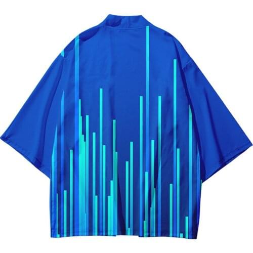 Plus Size XXS-6XL Stripe Fashion Beach Japanese Kimono Kimetsu No Yaiba Robe Cardigan Men Shirts Yukata Haori Womens Clothing