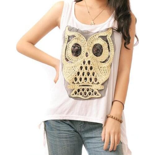 1Pc Gold Owl Sequin Embroidered Patches For Diy Clothing Sew On Applique Clothes Jean Animal Bird Sticker Badges