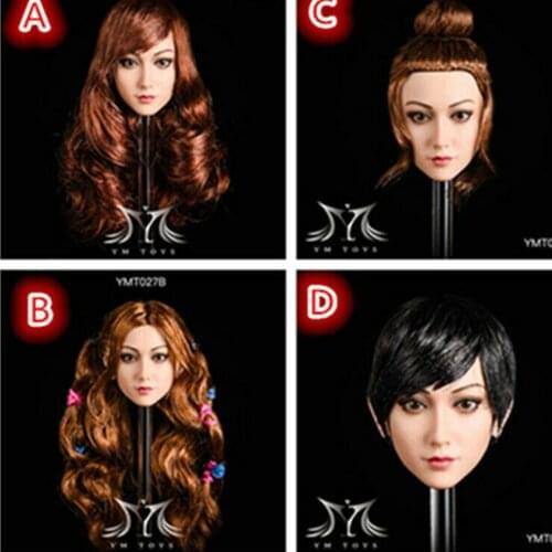 1:6 Scale YMTOYS YMT027 Painted Head Sculpt Carving Model Fit 12" PH Female Model Toy Golden Hair Pink Skin
