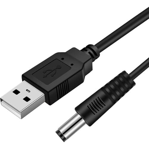 1M USB Port To 2.1mm - 5.5mm 5V DC Barrel Jack Power Cable Connector Black For LED / electronic goods