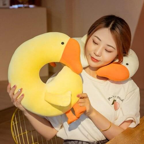 1pc Lovely Goose Plush Toys Stuffed Soft Animal Sleeping U Neck Pillow Kawaii White Cushion For Kids Baby Birthday Gift