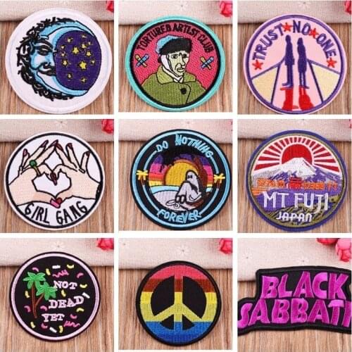 1PCS Punk Patches Rainbow Embroidered Iron On Patch For Clothes Gay Pride Badges Backpack Applique Rainbow Sewing Stickers