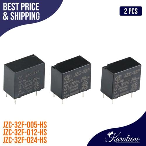 2PCS/LOT JZC-32F-005-HS JZC-32F-012-HS JZC-32F-024-HS 5V 12V 24V 10A 4PIN RELAY
