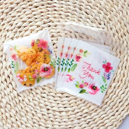 20/35pcs Flower Plastic Bags Thank you Self-Adhesive Packaging Bag for Wedding Party Thanksgiving Day Gift Bag Candy Cookie Bags