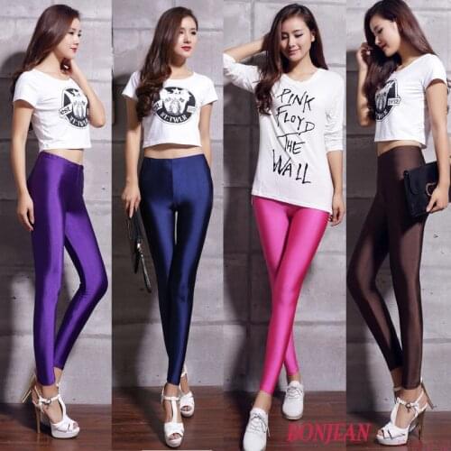 2020 Plus Size Biker Leggings Thin Elastic Fluorescent Candy Colors Jogger Cycling Dancing Gym Biker Yoga Leggings