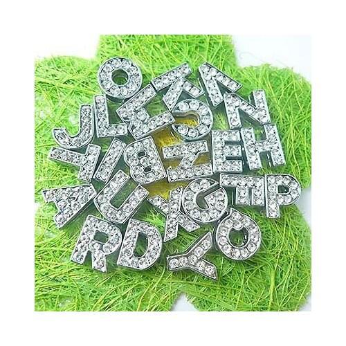 26pcs 10mm A-Z full rhinestone Slide letters DIY letters DIY Charmfit pet collar