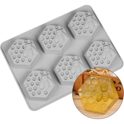 6 Cavity Honeycomb Silicone Handmade Soap Mold Candle Ice Cube Cookies Chocolate Dessert Fondant Mould Bakeware Decorating Tools