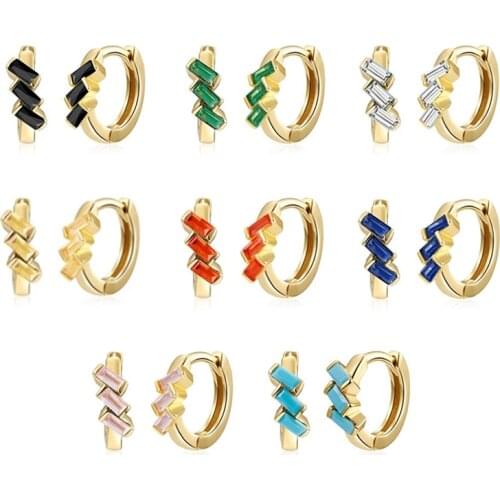 Aide Real 925 Sterling Silver Hoop Earrings For Women Silver Huggie Earring Multicolor Zircon Earings Fine Jewelry as Party Gift
