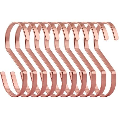 Promotion! 10-Pack 4 Inch S Shaped Hook Heavy-Duty S Hooks Rose Gold Chrome Finish Steel Hanging Flat Hooks