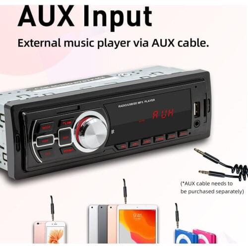 Car Stereo Audio Bluetooth FM Aux Input Receiver USB MP3 Radio Player