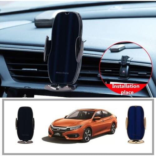 Wireless Charging Car Gravity Phone Holder For HONDA CIVIC 2016 2017 2018 2019 2020 Mobile Phone Support Mount Accessories