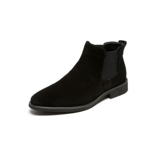 Chelsea Boots Warm British Style Pointed Toe Genuine Leather Decent Men Ankle Boots Mens Winter Casual Boots